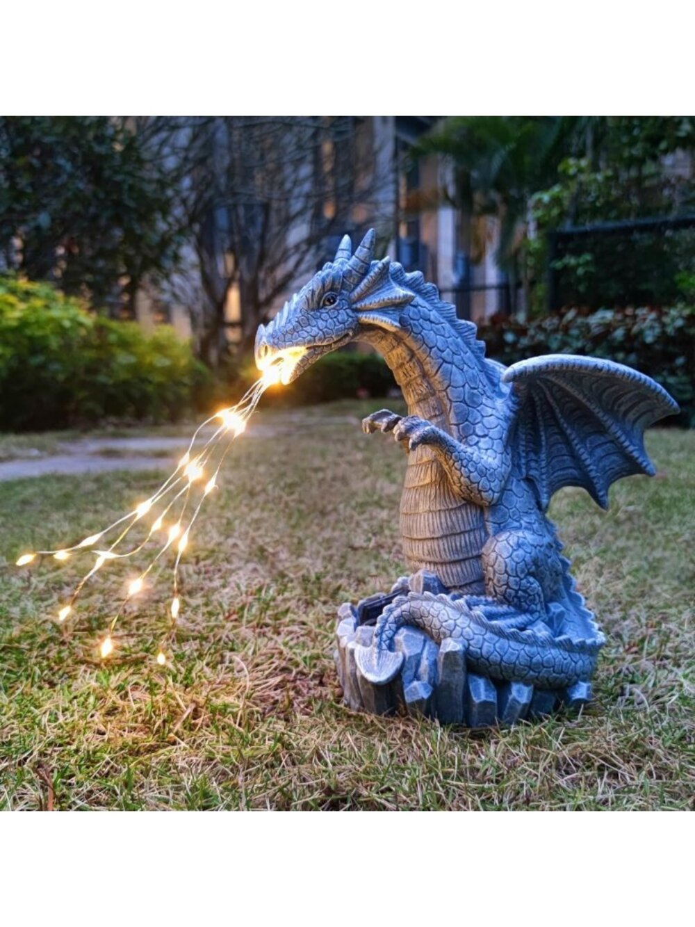 Solar Dragon Garden Statue with LED Lights - Outdoor Lawn Décor, Unique Gift